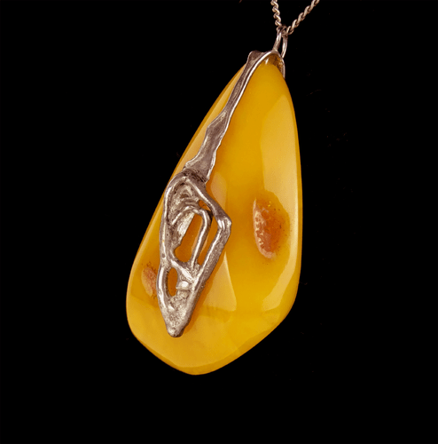 Wertvoller Bernstein Silber Anhänger 6,5 cm mit Kette Real Baltic Amber Pendant - Bild 3 von 13