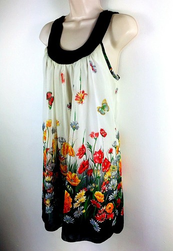 Twentyone Womens Size S Semi Sheer Floral Sleeveless Top Butterfly lace back - Picture 8 of 8