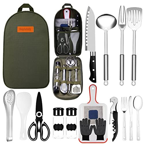 CAMPING COOKWARE Cooking Utensil Set Travel Green HAPLULULY