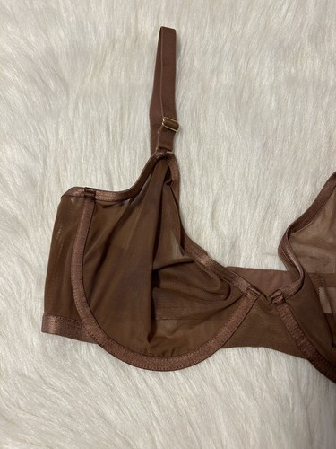 Joyspun Bra Womens Size 36D Brown Mesh Sheer Unlined Underwire Back Closure - Picture 3 of 6