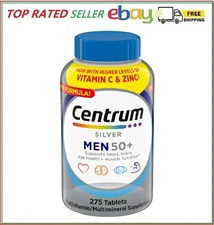 Centrum Silver Men 50+ Multivitamin 275 Tablet Non-GMO Gluten Free Senior Health