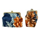 Vintage Velour Floral Cigarette Pouch Case Kiss Lock Change Purse Tobacciana Set