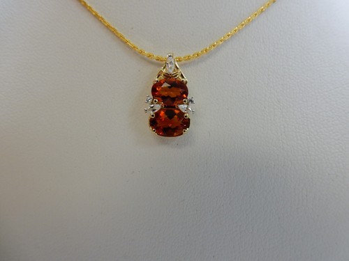 Maderia Citrine & White Zircon 9K Yellow Gold Pendant ATGW 1.38cts Necklace - Picture 3 of 13