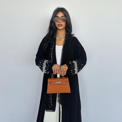 Cárdigan abierto Abaya Kaftan para mujer Dubai estrás kimono bata vestido musulmán hiyab - Imagen 20 de 28