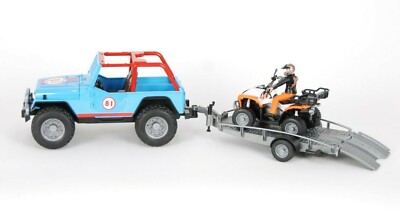 Bruder 02541 02529 02593 Jeep Cross Country + Anhänger Quad + Fahrer B Ware
