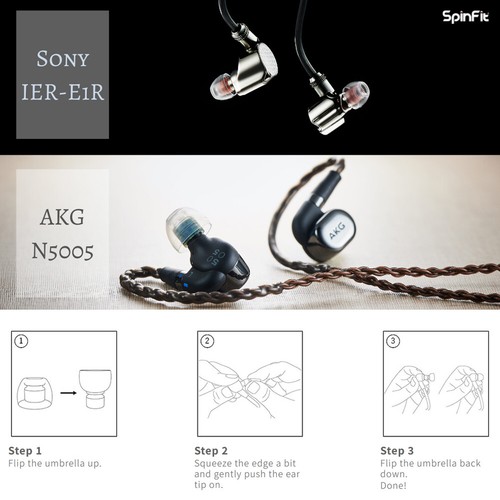 Spinfit W1 Eartips Earbuds In Ear Monitors Earphones IEMS - Size SS S MS M L - Picture 8 of 22