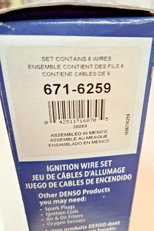 Juego de cables de bujía DENSO 671-6259 para Chevrolet Equinox Pontiac Torrent 3,4 L V6 Foto 2 de 2