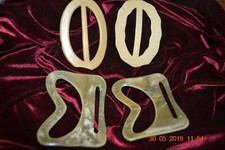 Lot of 3 Large Celluloid Belt Buckles - Olive Green  Light Yellow