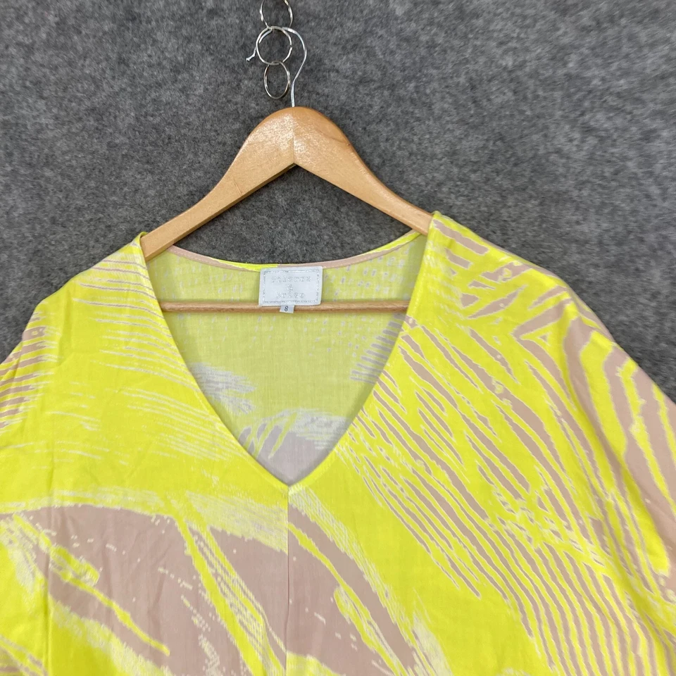 Top túnica mujer Silence & Noise talla 8 amarillo manga corta cuello en V 35816 Foto 3 de 4