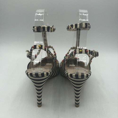 Boden Ashley Striped Courts heels Pumps Spain Studded Double T Bar Straps Sz 5.5 - Picture 5 of 16
