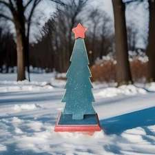 *SALE*  Wooden Rustic Primitive Tree Christmas Holiday Decor 13” Tabletop