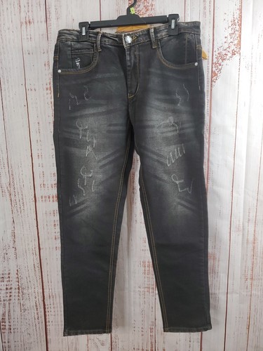 DOF Jeans Mens 36 Black Denim Pants Factory Faded Big Stitch Premium Nice NWT - Picture 4 of 24