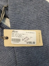 $105 New TRUE GRIT Waffle Knit Crewneck T-Shirt XXL 2XL Long Sleeve Thermal Blue