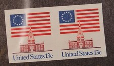 Scott 1625a 13 Cents Indepence Hall MNH Imperf Pair EFO SCV $20.00