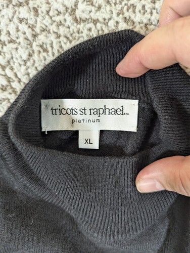 Tricots St. Raphael Black Wool, Silk & Cashmere Platinum Mock Neck Sweater Sz XL - Picture 5 of 7