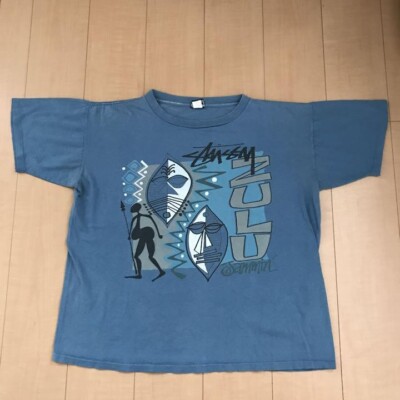 Used STUSSY XL Zulu Mask T-Shirt 1988 Vintage Single Stitch Rare