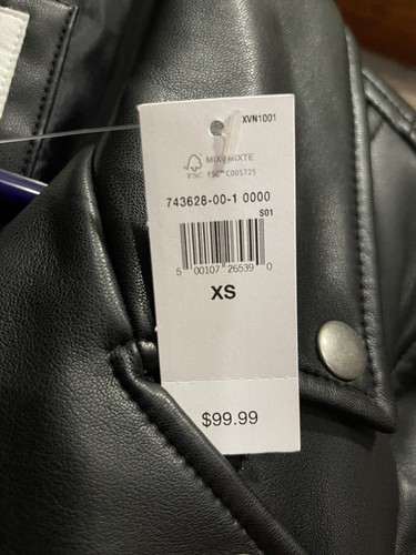 Women’s XS Vegan Leather Moto Jacket NEW W TAGS! #743628  - Picture 3 of 3