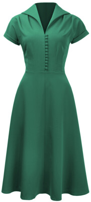 Pretty Retro HOSTESS DRESS Vintage 40s BUTTONED Swing KLEID Grün Rockabilly