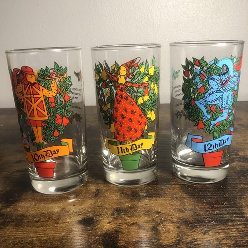 3 Vintage Twelve Days of Christmas American Glass Indiana 10, 11, 12 Lot /3 - Picture 2 of 7