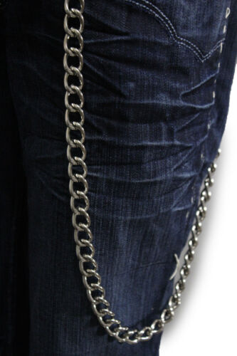 Portafoglio uomo rocker metallo argento catena forte maglie grosse filo lungo biker jeans - Foto 9 di 9