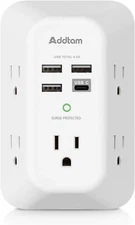 5 Outlet Extender, Multi Plug Outlet, 1 C-Type+3USB Wall Charger Surge Protector
