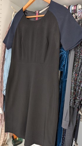 Anthropology CustomMade Black Bodycone Dress with Pink Zip Size 8 - Picture 3 of 10