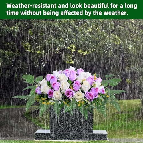 Artificial Cemetery Flower Saddles Rose Headstone Flower Saddle Outdoor Grave - Picture 6 of 7