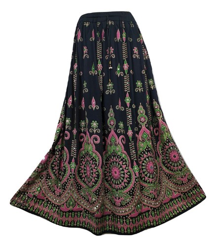 Sequin Party Skirt Summer Bohemian Maxi New Hippie Long 8 10 12 14 16 18 20 22 - Picture 62 of 85