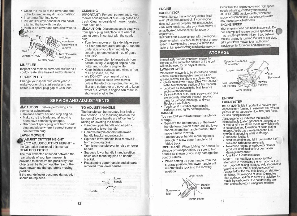 CRAFTSMAN 5.5 HP 21" DESCARGA TRASERA CORTACÉSPED ROTATIVO 917.388270 Manual del propietario Foto 2 de 2