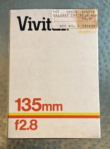 Vivitar 135mm F2.8 M/MD Lens with Original Box & Lens Cap | Vintage For Minolta