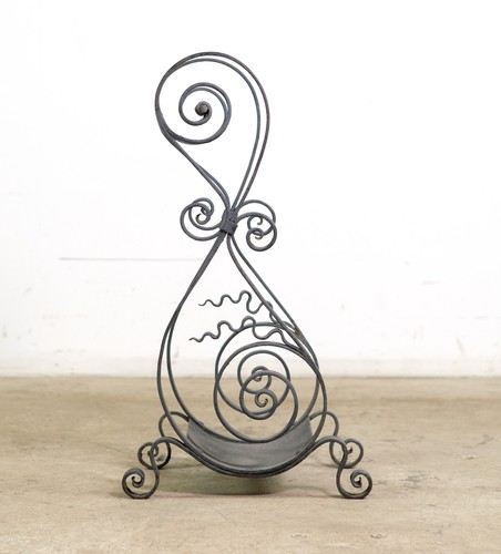 Soporte para herramientas de chimenea de hierro forjado negro vintage - Imagen 3 de 8