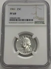 1961 NGC PF69 90% Silver Proof Washington Quarter 25c White Label