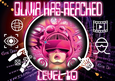 VR Virtual Reality Thema GEBURTSTAG POSTER BANNER Hintergrund personalisiert Name Text