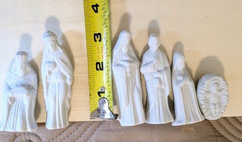 Small Nativity Set 6 Figures 3.5 inch White Porcelain - Picture 5 of 5