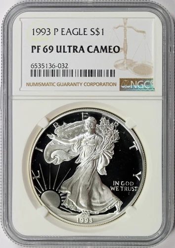 1993-P $1 Proof American Silver Eagle NGC PF69UCAM