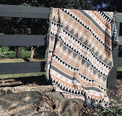 Large -XXXL Blue Cream Tribal Indian Cotton Throw Blanket Aztec Beach Picnic Rug - Bild 8 von 50
