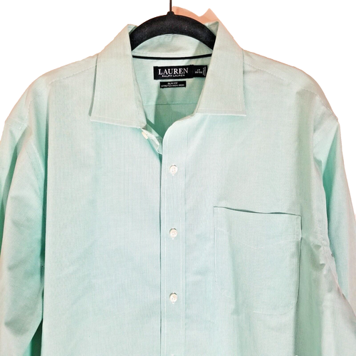 Lauren Ralph Lauren Shirt Mens Black Label Size 17 32/33 Slim Button Up Non Iron - Picture 2 of 7