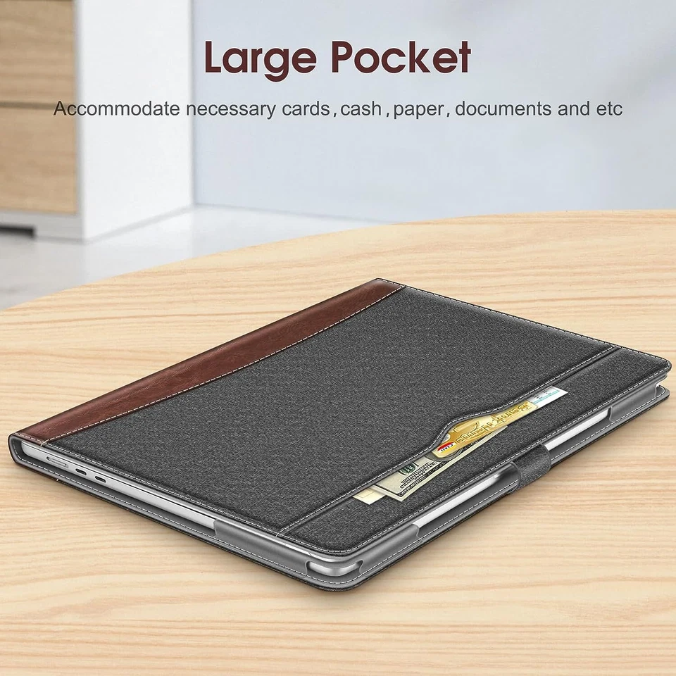 Sleeve Case for MacBook Air 15 Inch A3241 2024 2025 PU Leather Folio Book Cover - Image 3 of 4