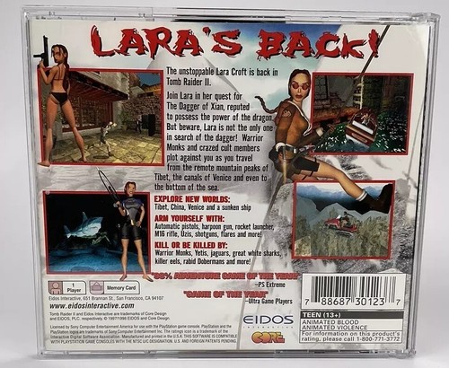 Tomb Raider II (SONY PlayStation 1 1997) PS1 PSX Indiana Jones COMPLETE NEW MINT - Picture 3 of 4
