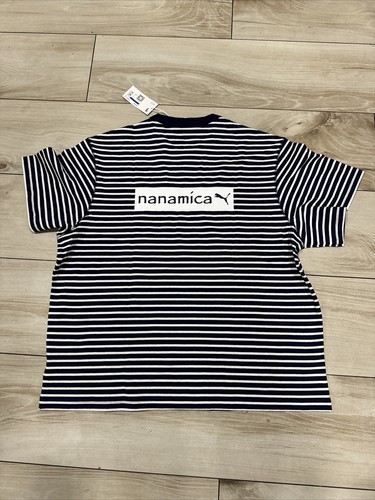 Men’s Puma Striped Crew Neck Short Sleeve T-Shirt X Nanamica Blue White T Sz XL - Picture 4 of 4