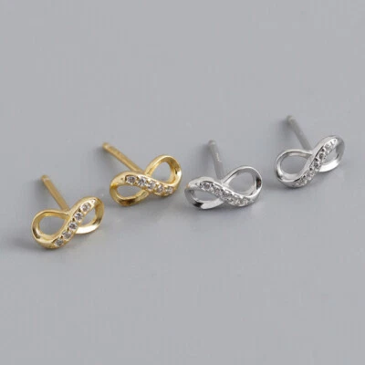 Kleine Ohrstecker Unendlichkeit Silber 925 Ohrringe Damen Mädchen Infinity - Bild 1 von 4