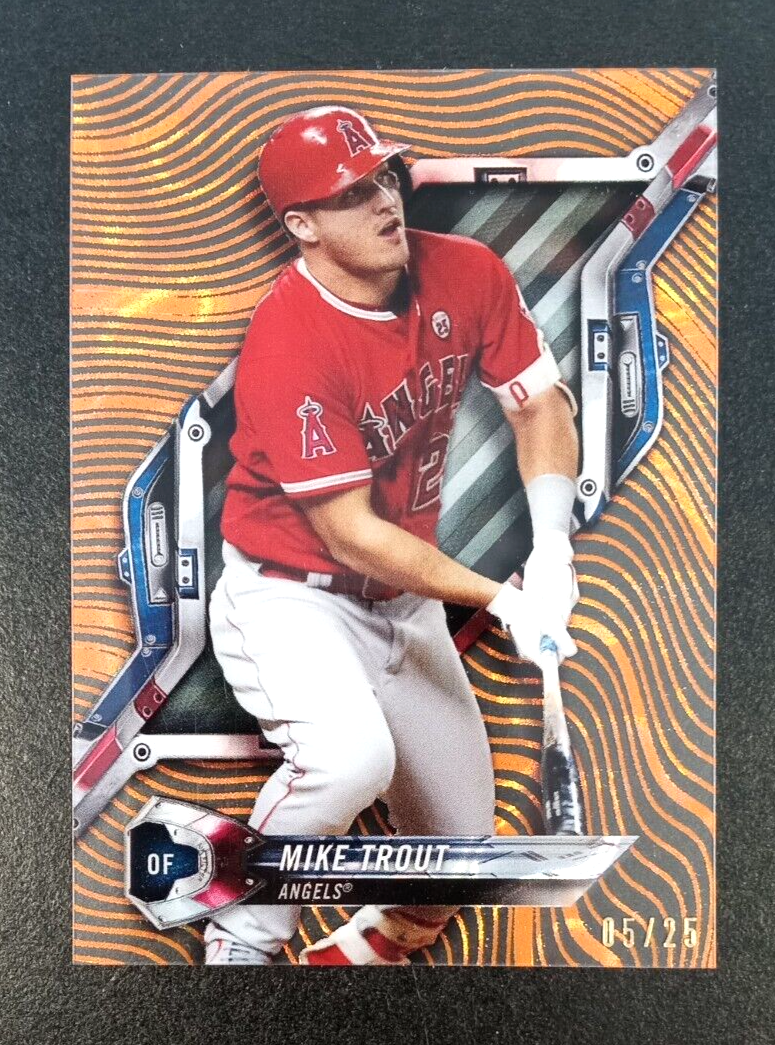 2018 Topps Mike Trout High Tek MAGMA DIFFRACTOR ORANGE HT MT  #05/25 Razor!!!