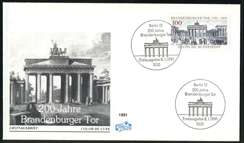 1492DD Brandenburger Tor - Doppeldruck der grauen Inschriften auf Schmuck-FDC - Bild 2 von 2