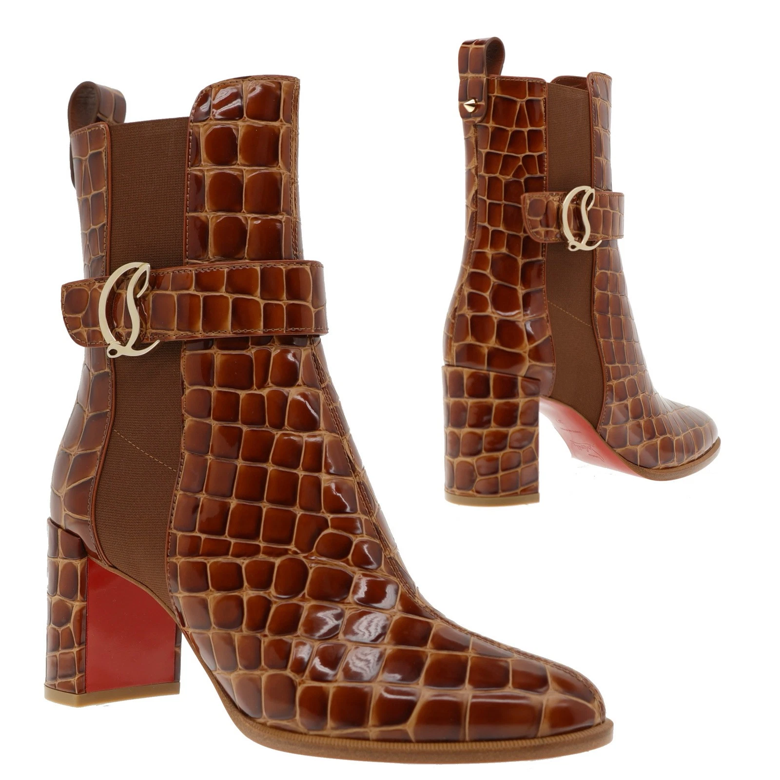 Christian Louboutin — Christian Louboutin CL Chelsea Bootie Acajou Leather Size 38 US New