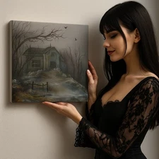 "Haze of Solitude" – Original Acrylic Modern Art Painting on Canvas, 16×16 in