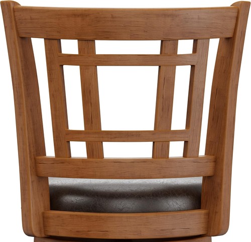 Transitional Oak Swivel Stool with Comfortable Lattice Back for Home Bars - Picture 11 of 16