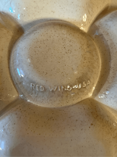 Vintage Red Wing Chip & Dip Divided Serving Platter Ceramic Beige Speckled (8789 - Picture 9 of 9