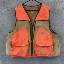Vintage Carhartt Vest Mens 2XL Duck Hunting Canvas Orange 90s Full Zip Outdoor