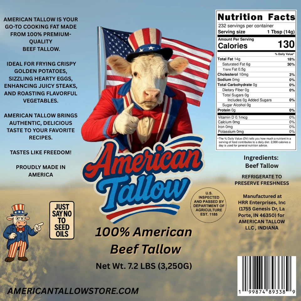 1 galón de sebo de res 100 % americano, 7,2 libras de grasa para cocinar sin aditivos, a granel Foto 2 de 4