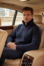 NEW Stile Latino V. Attolini cashmere full zip cardigan fur EU 48 US 38 S Navy